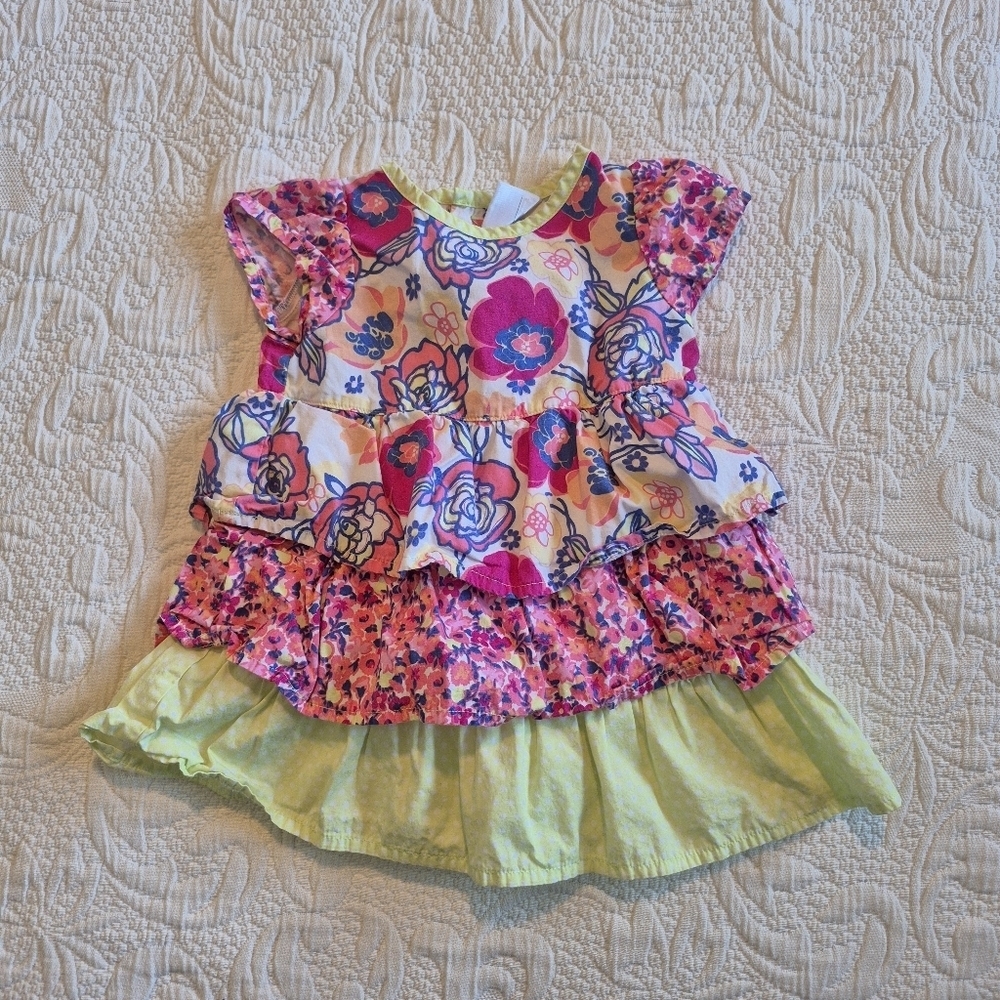 Hanna Andersson girls 70 or 6-12 months 3 tiered cap sleeve pink VGUC